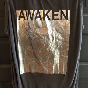 Tunic Tee - Long Grey Metallic Statement Tee